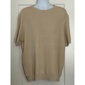 NEW WITH TAGS - PJ Paul Jones Beige Short Sleeve Textured Knit Sweater Men's 2XL